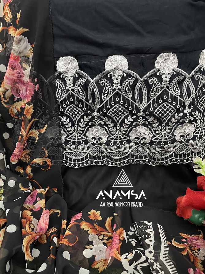 Anamsa 498 Embroidery Rayon Cotton Pakistani Suit Wholesalers In Mumbai
